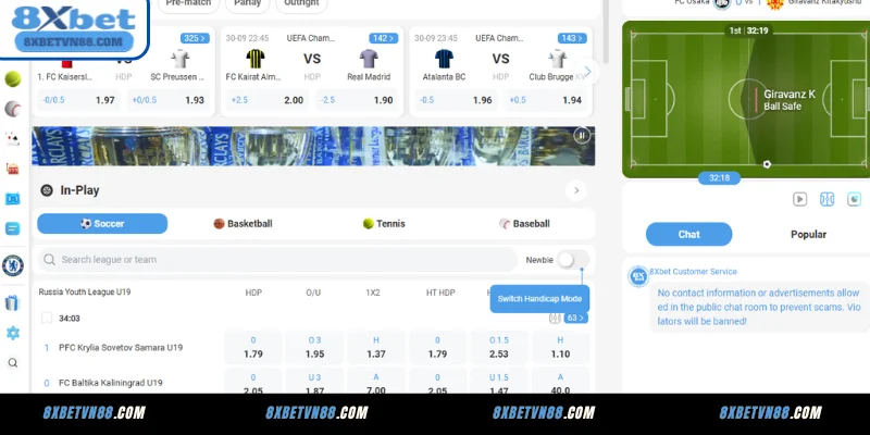 Bước 3: Cách đặt cược trên 8XBET